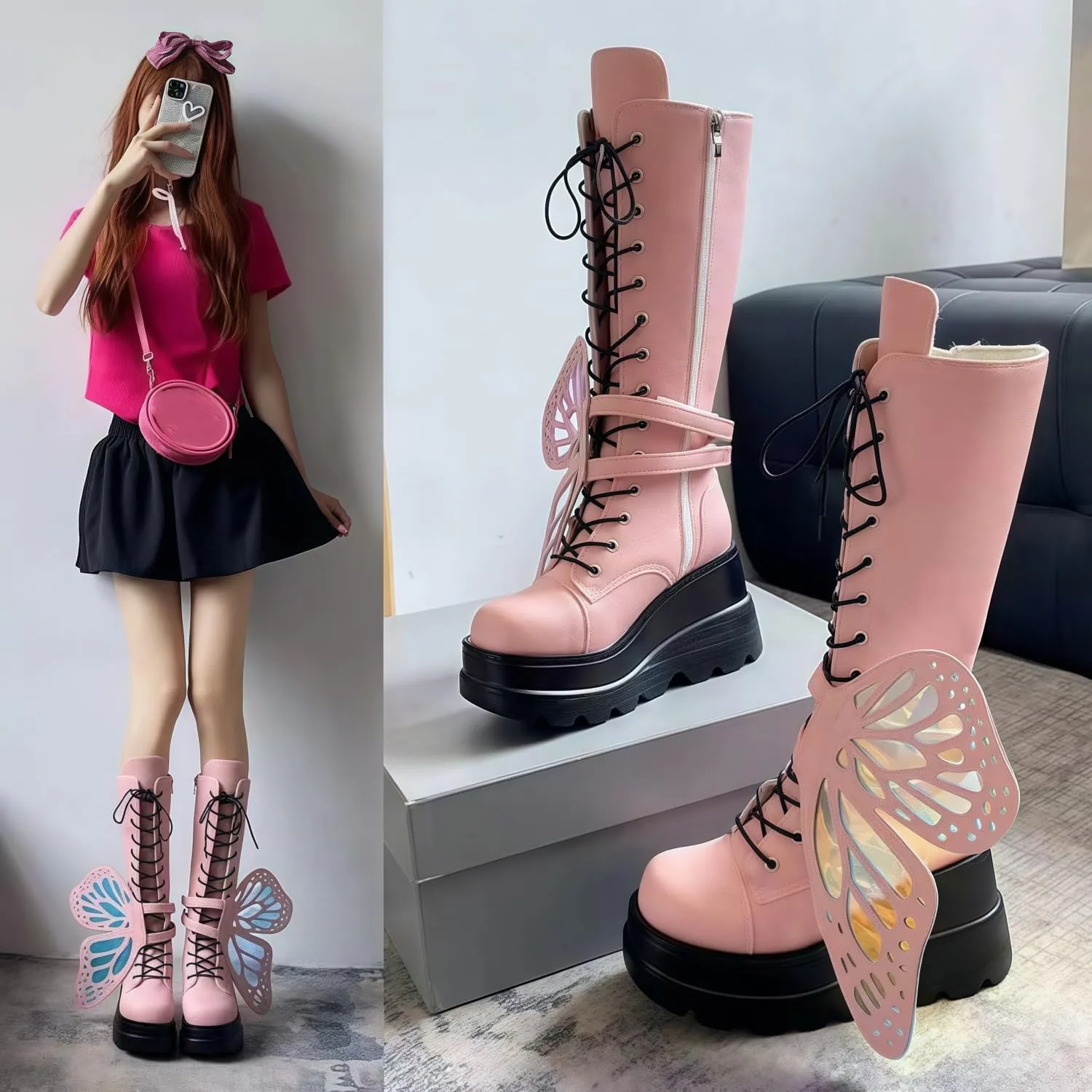 Ulalaza Women Mary Jane Dress Pumps Lolita Shoes Cute Platform Gothic Double Ankle Strap Round Toe Chunky Heel Uniform Pumps Shoes Perfect for School Party Business Work Dance Date Night Club