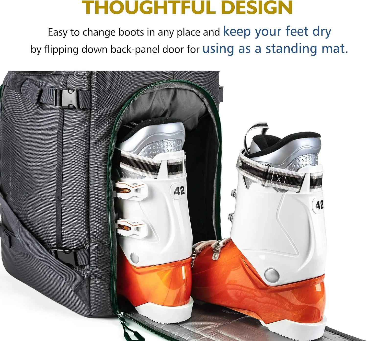 Unigear Ski Boot Bag Backpack for Helmet 50L/70L, Goggles, Gloves, Skis, Snowboard & Accessories (Gray)