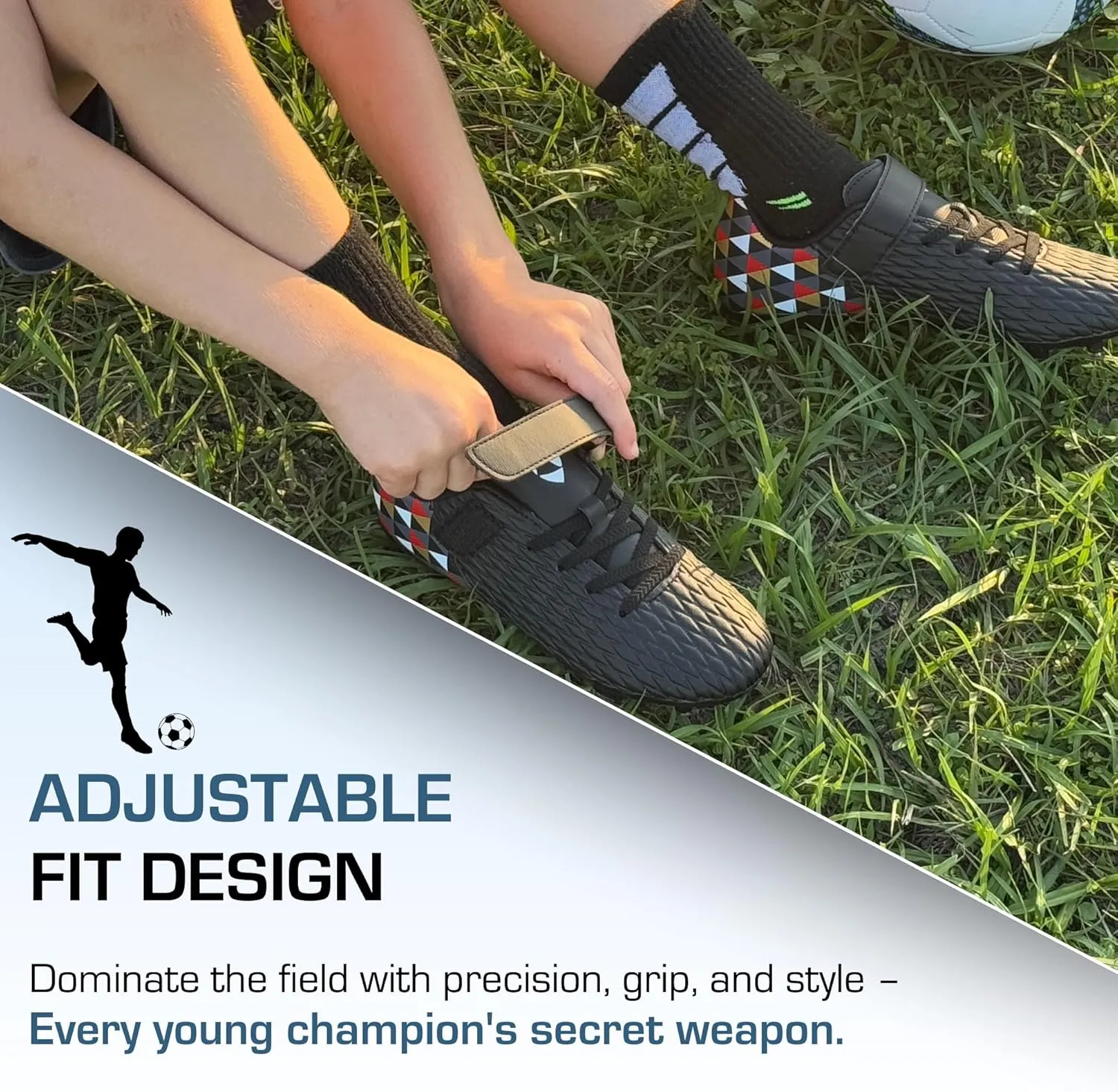 Unisex-Child Athletic Outdoor Training Soccer Cleats for Youth | Little/Big Kid Firm Ground Football Shoes | Lightweight