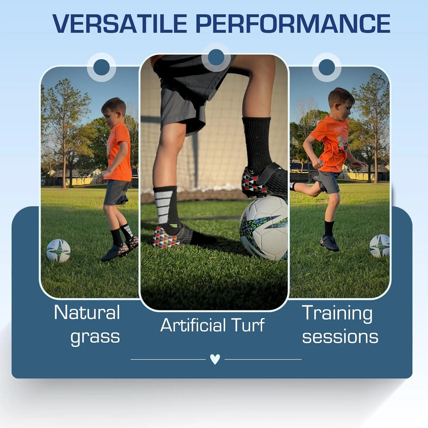 Unisex-Child Athletic Outdoor Training Soccer Cleats for Youth | Little/Big Kid Firm Ground Football Shoes | Lightweight