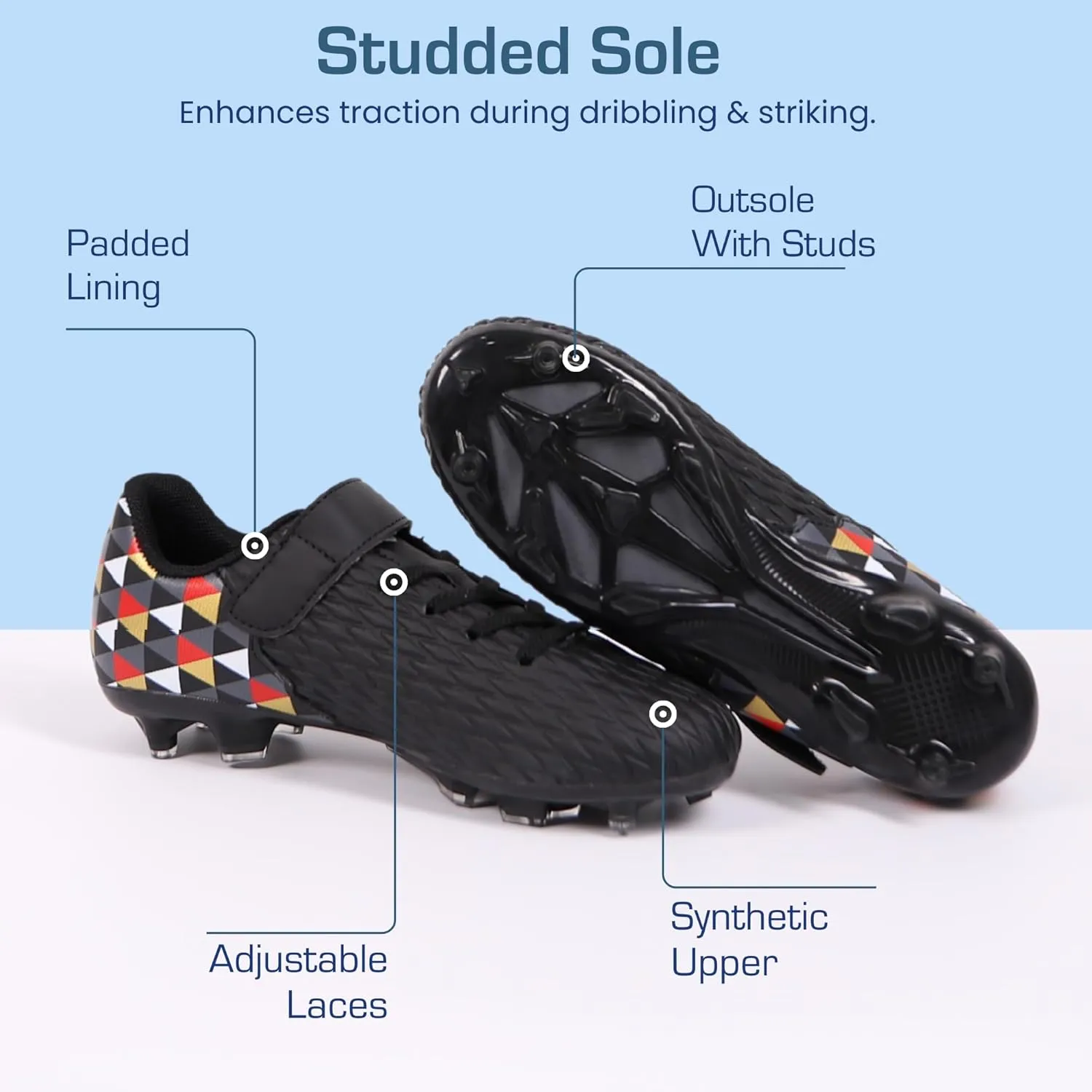 Unisex-Child Athletic Outdoor Training Soccer Cleats for Youth | Little/Big Kid Firm Ground Football Shoes | Lightweight