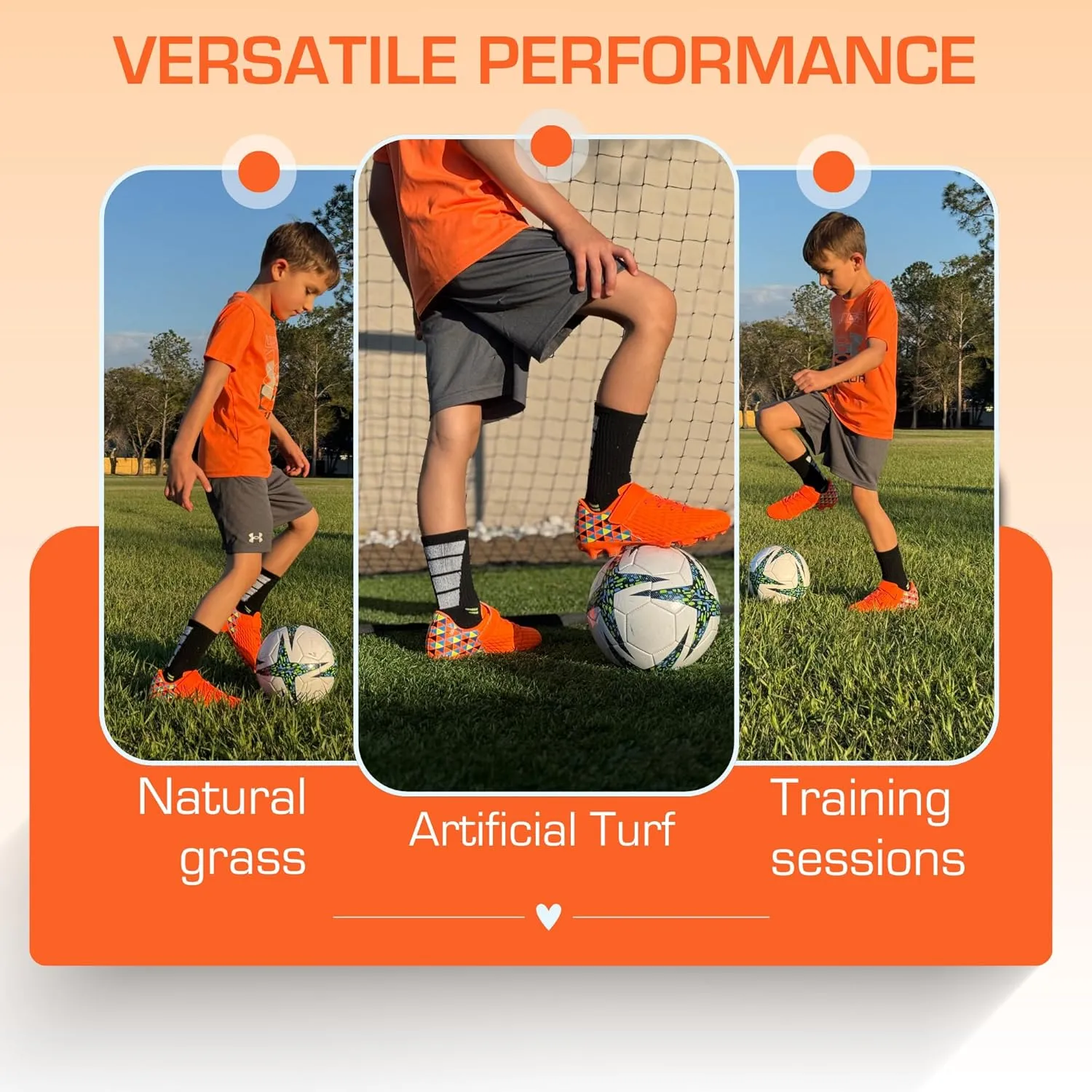 Unisex-Child Athletic Outdoor Training Soccer Cleats for Youth | Little/Big Kid Firm Ground Football Shoes | Lightweight