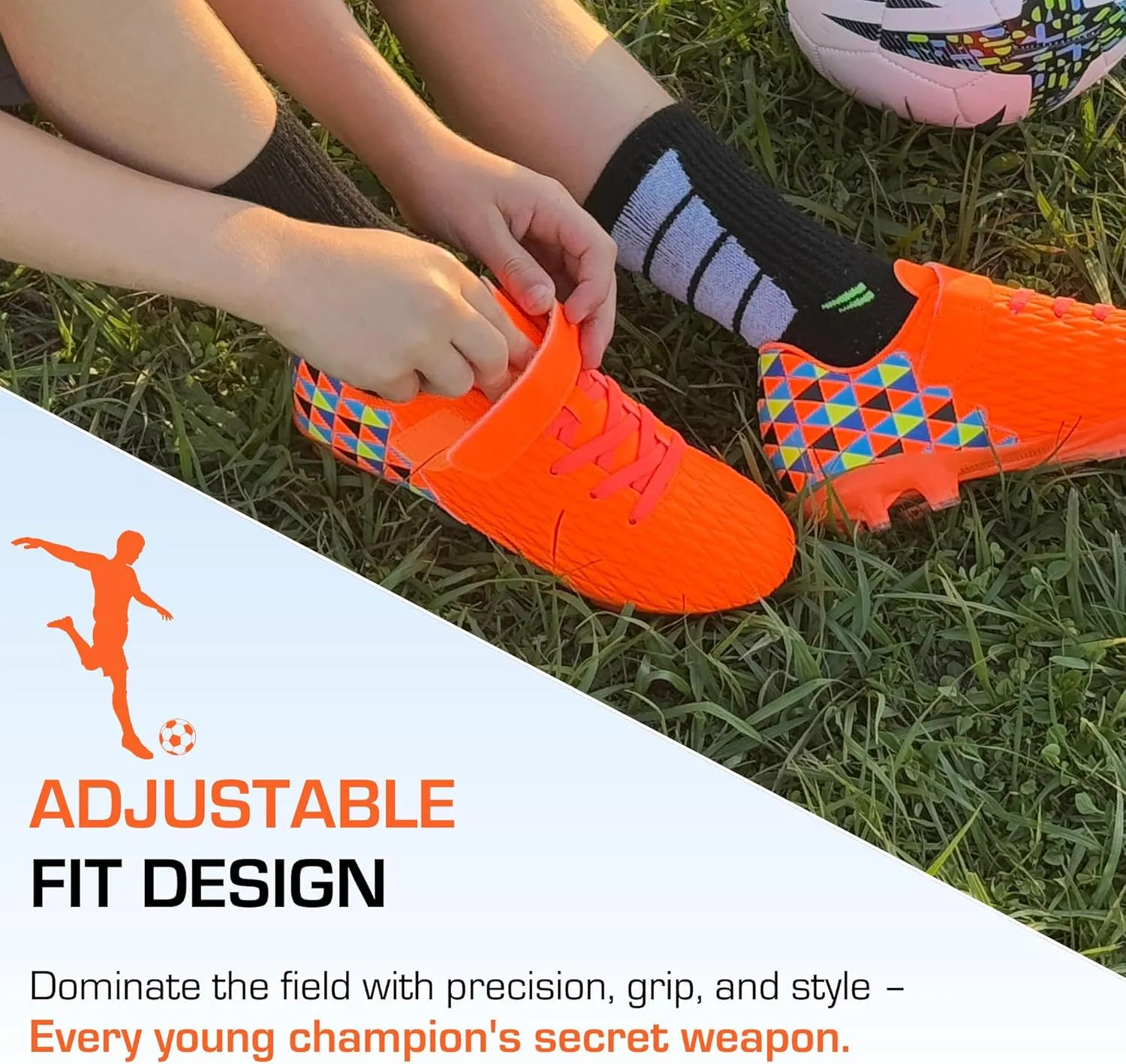 Unisex-Child Athletic Outdoor Training Soccer Cleats for Youth | Little/Big Kid Firm Ground Football Shoes | Lightweight
