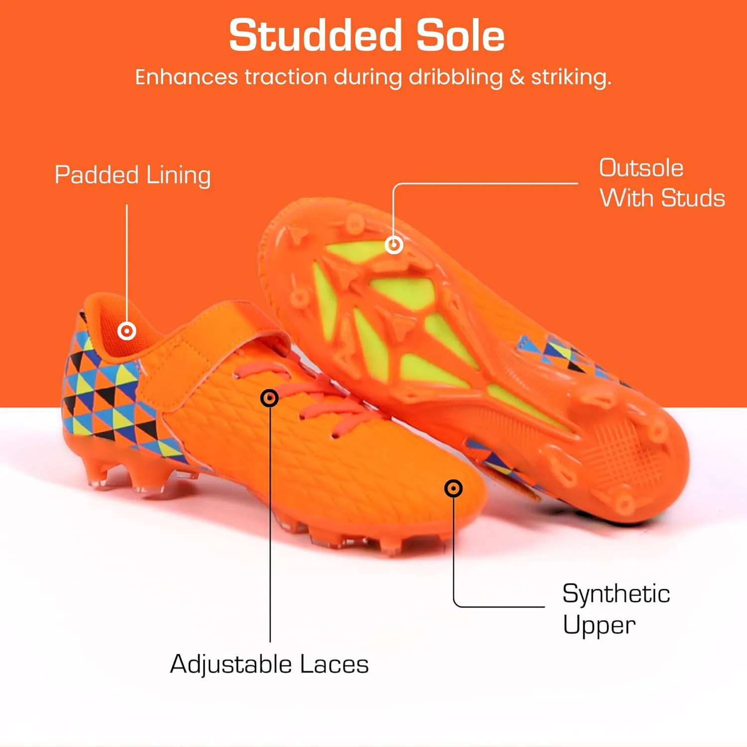 Unisex-Child Athletic Outdoor Training Soccer Cleats for Youth | Little/Big Kid Firm Ground Football Shoes | Lightweight