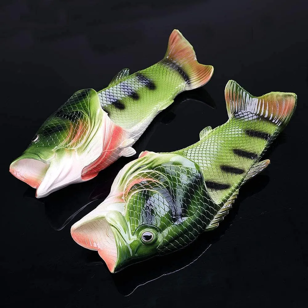 Unisex Fish Slippers, bass Sandals, Animal Slippers Animal Fish