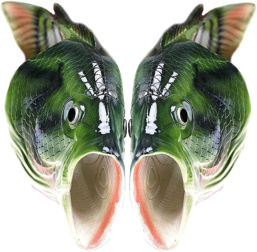 Unisex Fish Slippers, bass Sandals, Animal Slippers Animal Fish