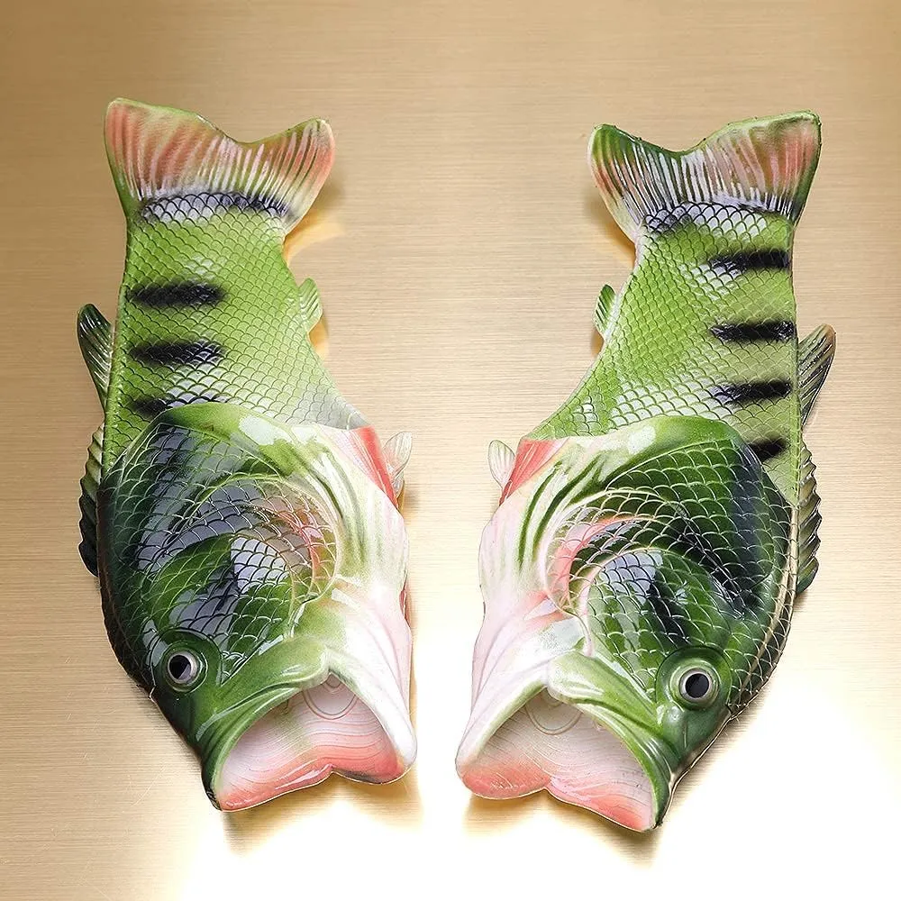 Unisex Fish Slippers, bass Sandals, Animal Slippers Animal Fish