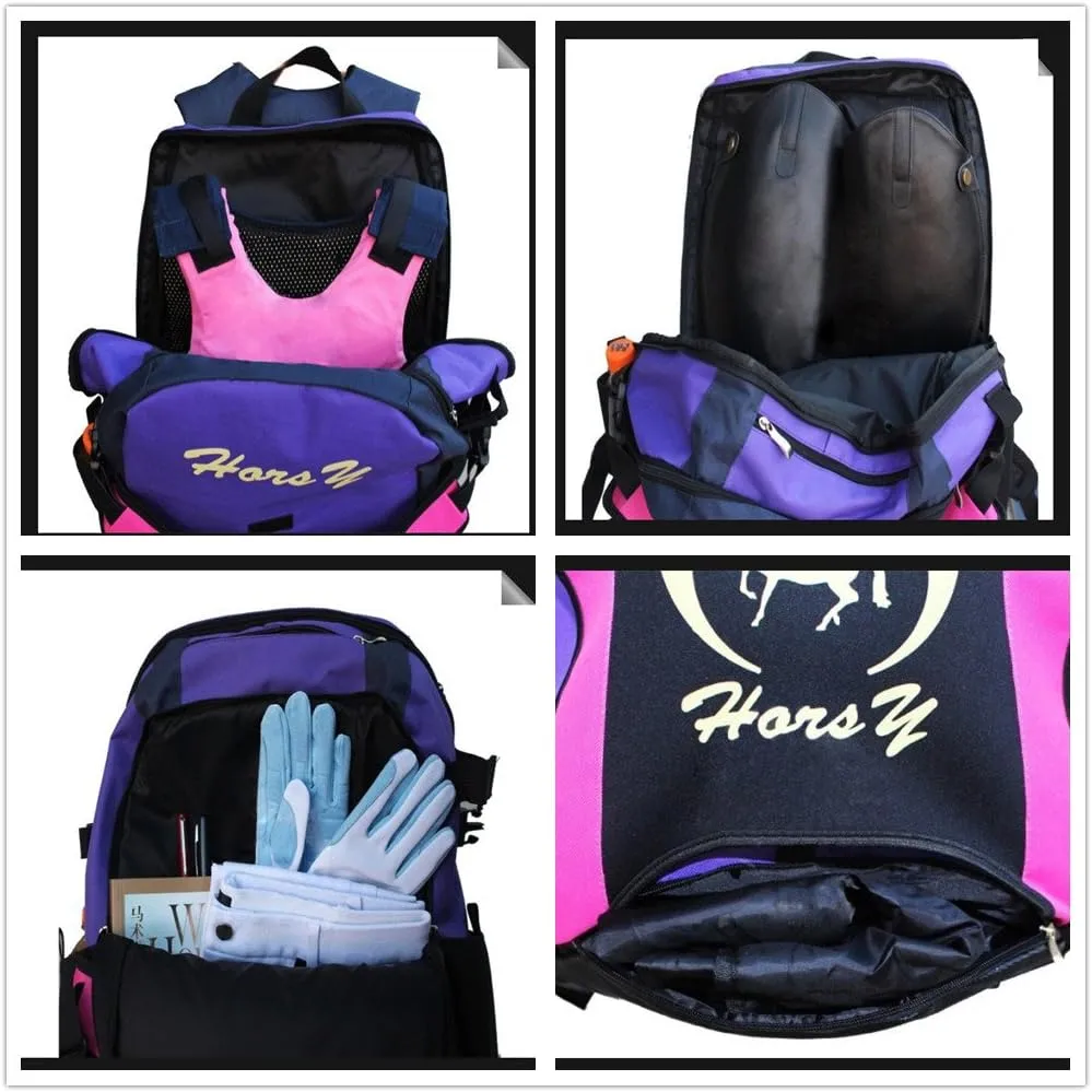 UNISTRENGH Professional Horse Riding Boot Bag Helmet Bag Parent-C Equestrian Horse Riding Backpack with Hat Compartment