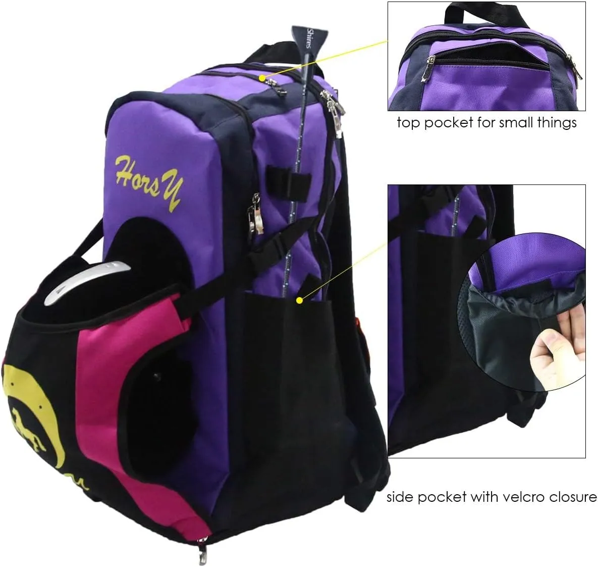 UNISTRENGH Professional Horse Riding Boot Bag Helmet Bag Parent-C Equestrian Horse Riding Backpack with Hat Compartment
