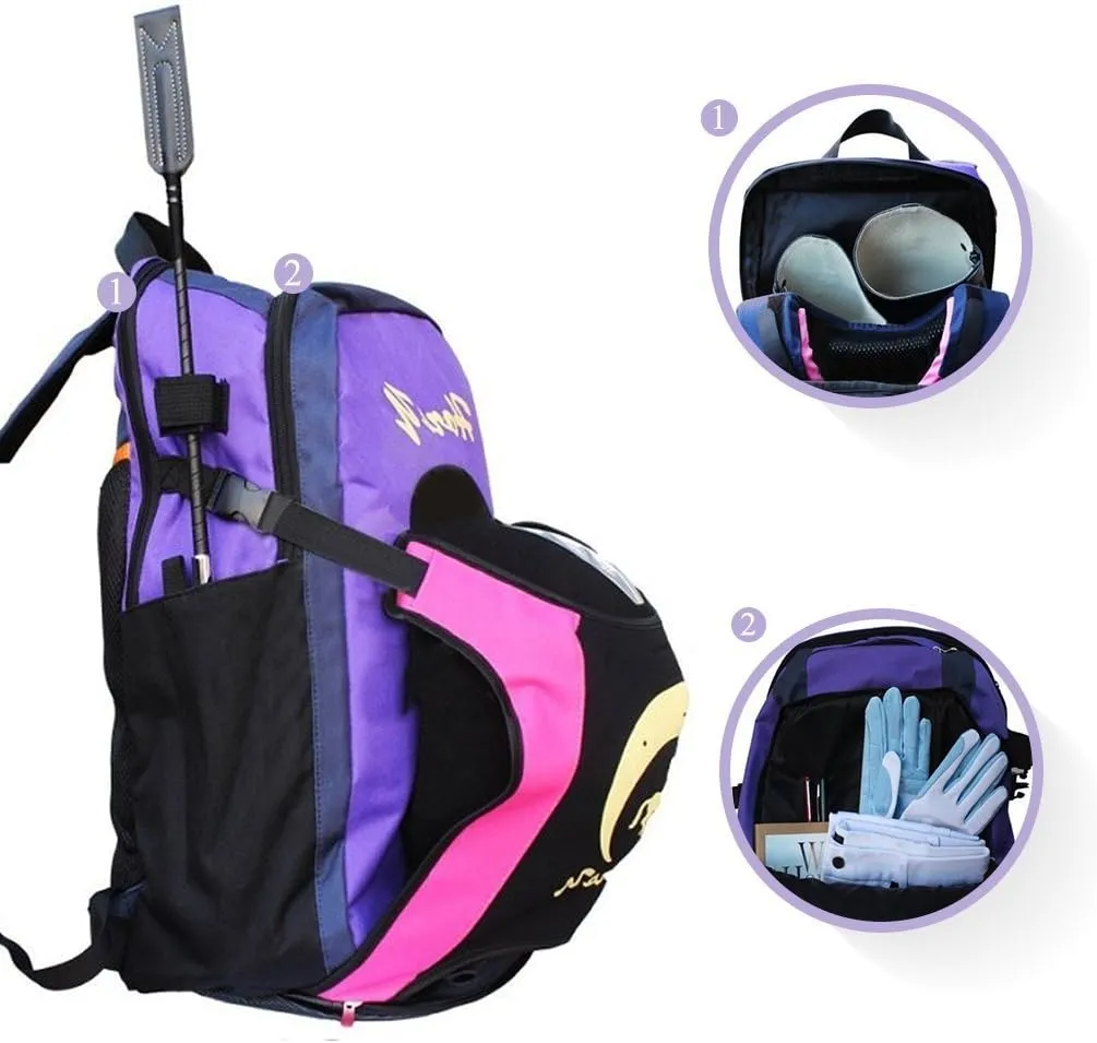 UNISTRENGH Professional Horse Riding Boot Bag Helmet Bag Parent-C Equestrian Horse Riding Backpack with Hat Compartment