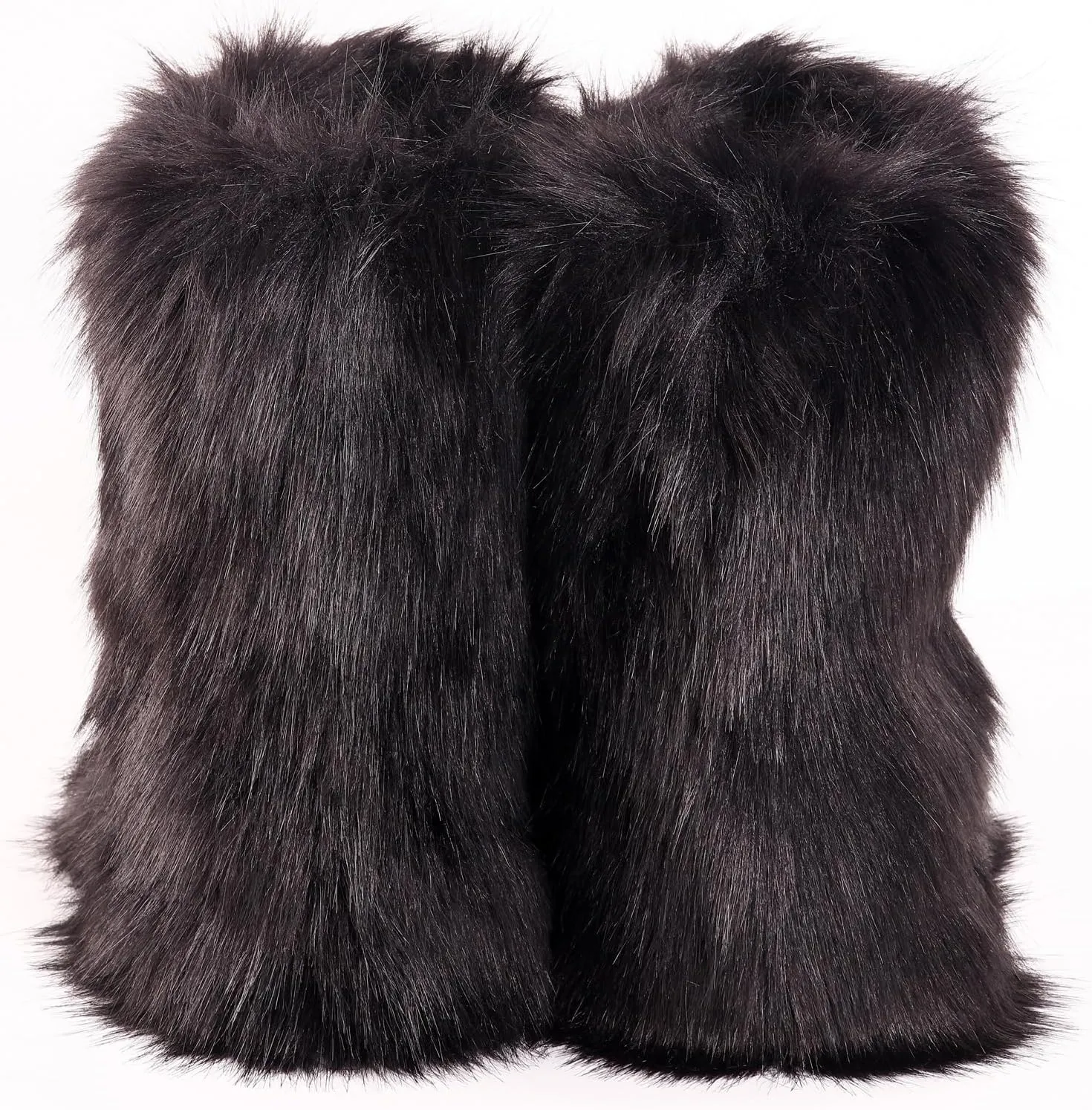 Valpeak Snow Boots for Women 2024 Furry Boots Winter Knee High Flat Heel Fluffy Faux Fur Boots