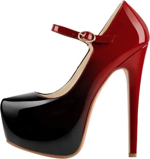 VERISSON Fashion Mary Jane High Heeled Platform Pumps Buckle Strappy Stiletto Court Shoes for Wedding Dress
