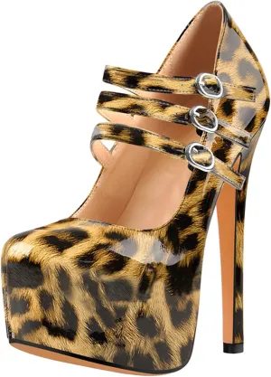 VERISSON Fashion Mary Jane High Heeled Platform Pumps Buckle Strappy Stiletto Court Shoes for Wedding Dress