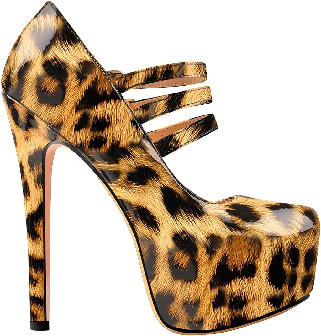 VERISSON Fashion Mary Jane High Heeled Platform Pumps Buckle Strappy Stiletto Court Shoes for Wedding Dress