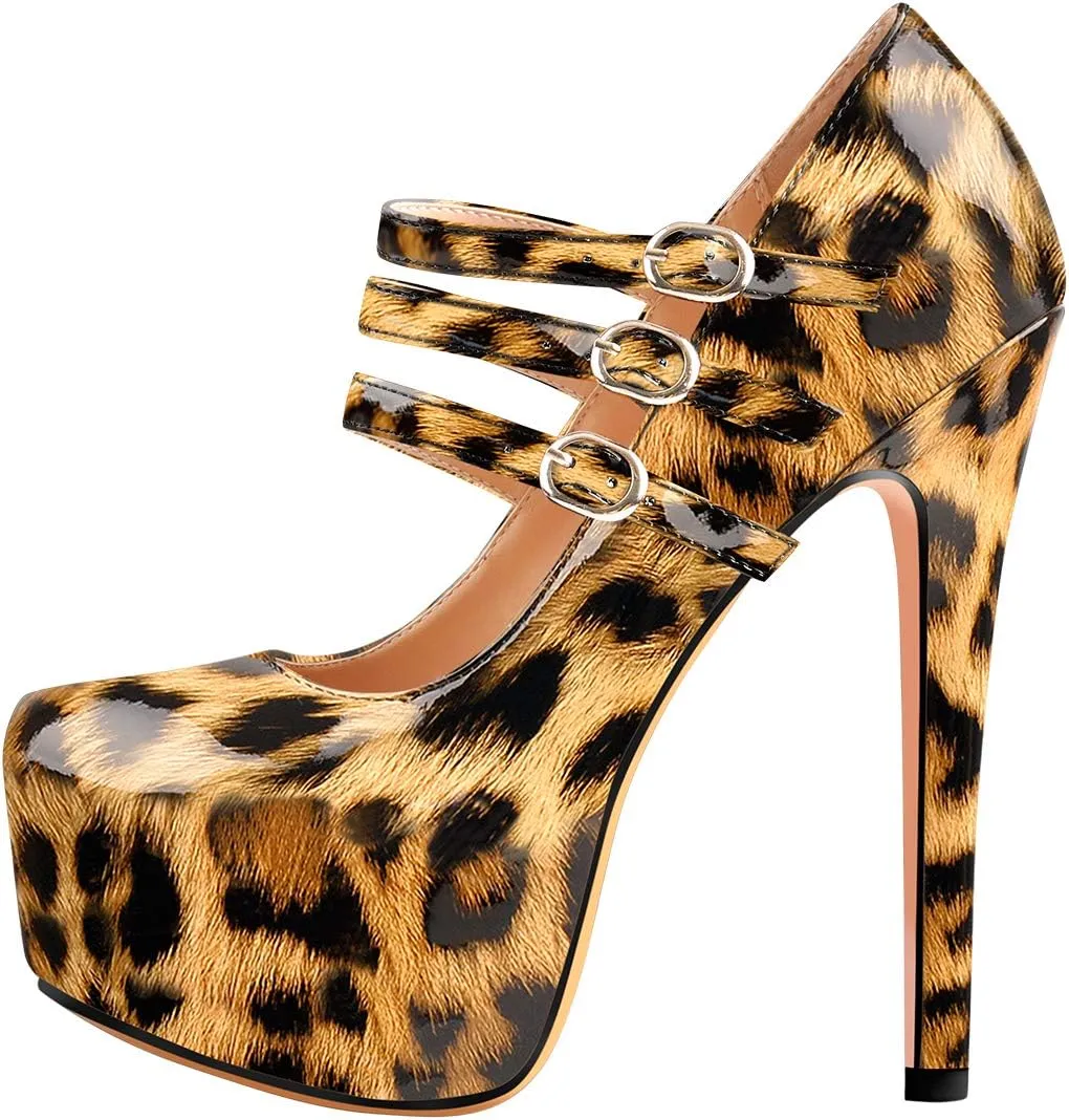 VERISSON Fashion Mary Jane High Heeled Platform Pumps Buckle Strappy Stiletto Court Shoes for Wedding Dress