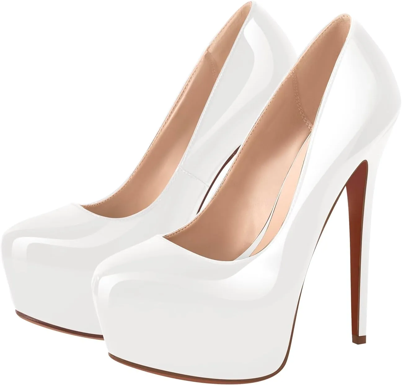 VERISSON Fashionable Slip-on High Heeled Platform Pumps Stiletto Court Shoes for Wedding Dress