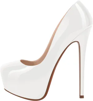 VERISSON Fashionable Slip-on High Heeled Platform Pumps Stiletto Court Shoes for Wedding Dress