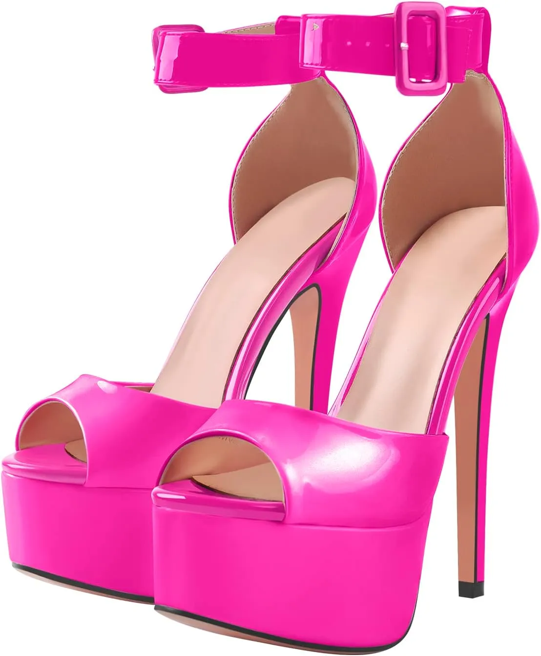 VERISSON Women's Fashion Mary Jane Stiletto Pumps Round Toe Buckle Strappy Platform Court Shoes