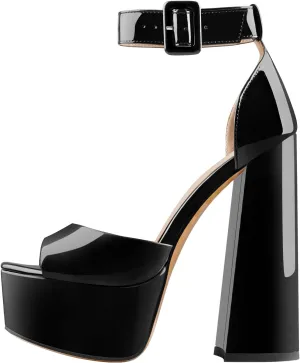 VERISSON Women's Fashion Mary Jane Stiletto Pumps Round Toe Buckle Strappy Platform Court Shoes