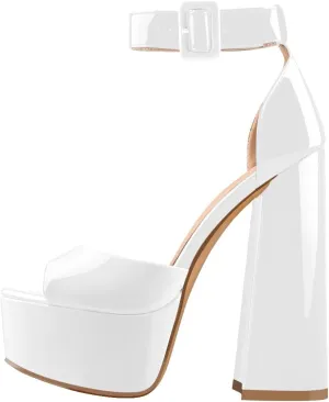 VERISSON Women's Fashion Mary Jane Stiletto Pumps Round Toe Buckle Strappy Platform Court Shoes