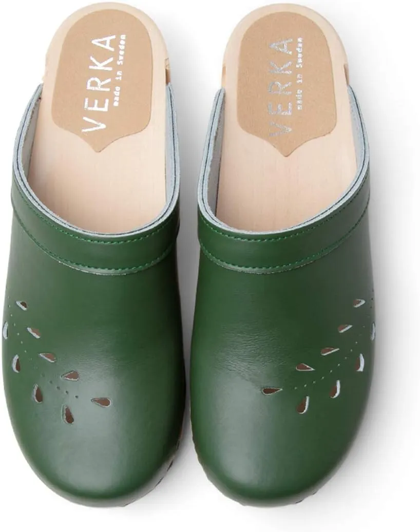 VERKA Women's Wooden Clogs from Sweden - BLOMMA