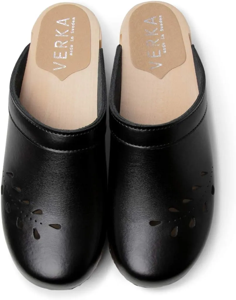 VERKA Women's Wooden Clogs from Sweden - BLOMMA