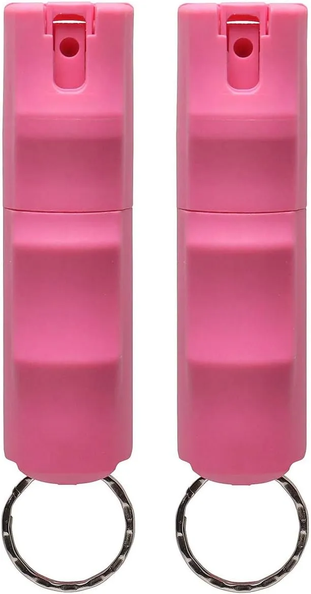 Vexor Police Strength Pepper Spray, Flip-Top Finger Grip, 20  Shots, 10-12 Ft. Range - Soft Pink (Two Pack)