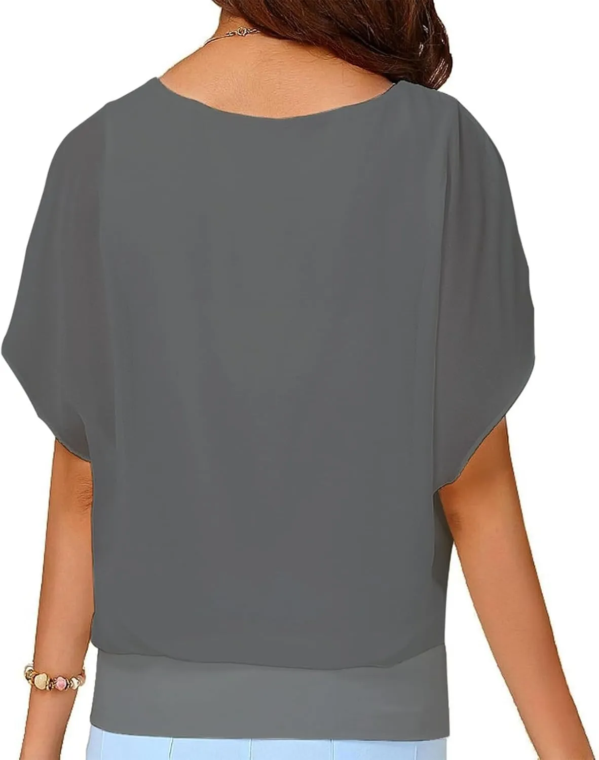 VIISHOW Women's Summer Loose Casual Short Sleeve Chiffon Top T-Shirt Blouse