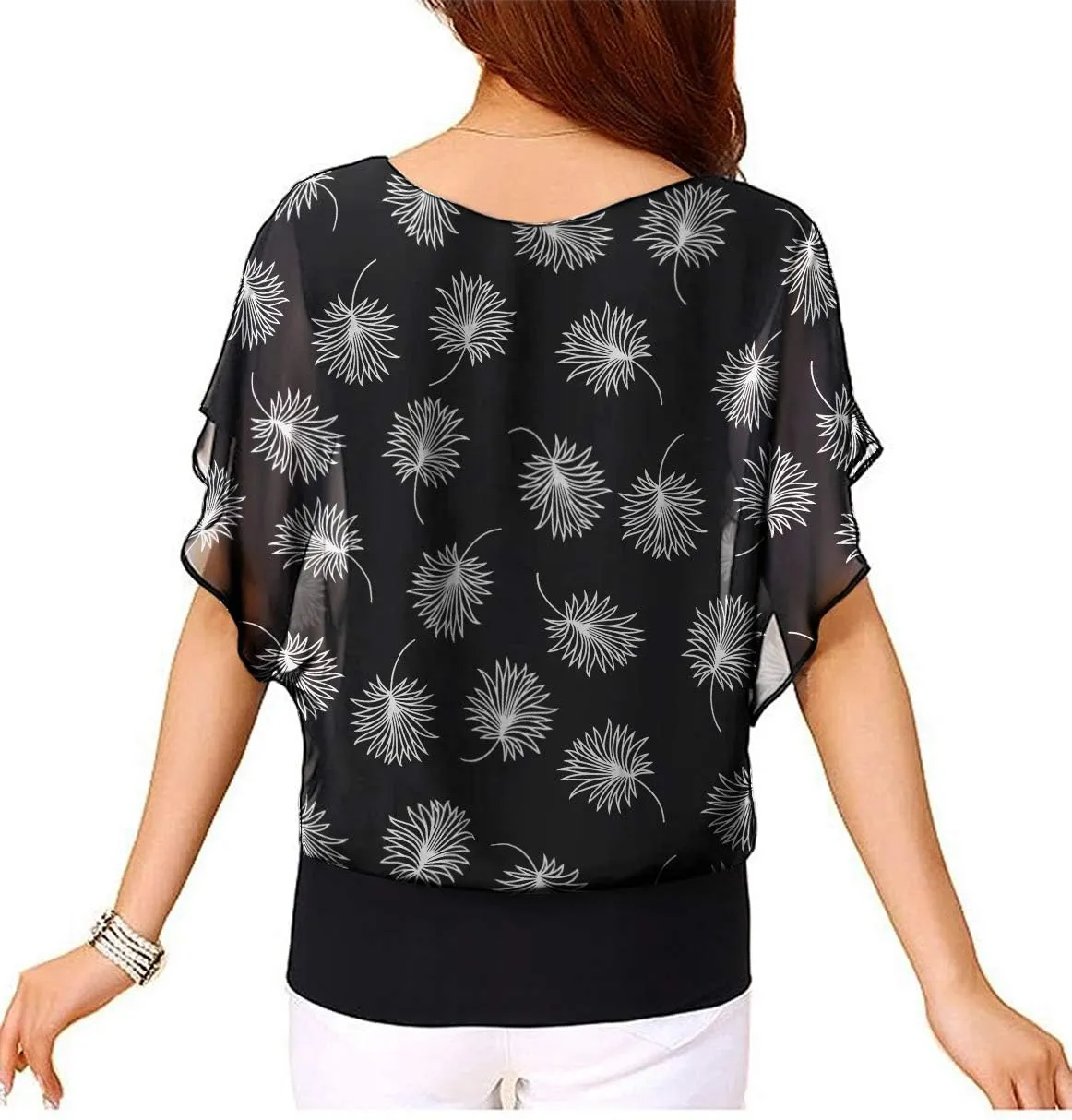 VIISHOW Women's Summer Loose Casual Short Sleeve Chiffon Top T-Shirt Blouse
