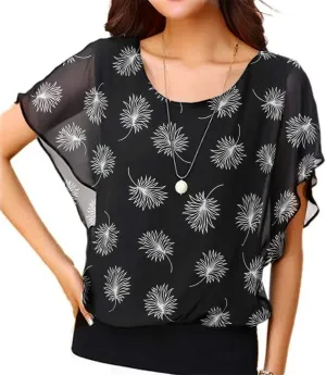 VIISHOW Women's Summer Loose Casual Short Sleeve Chiffon Top T-Shirt Blouse