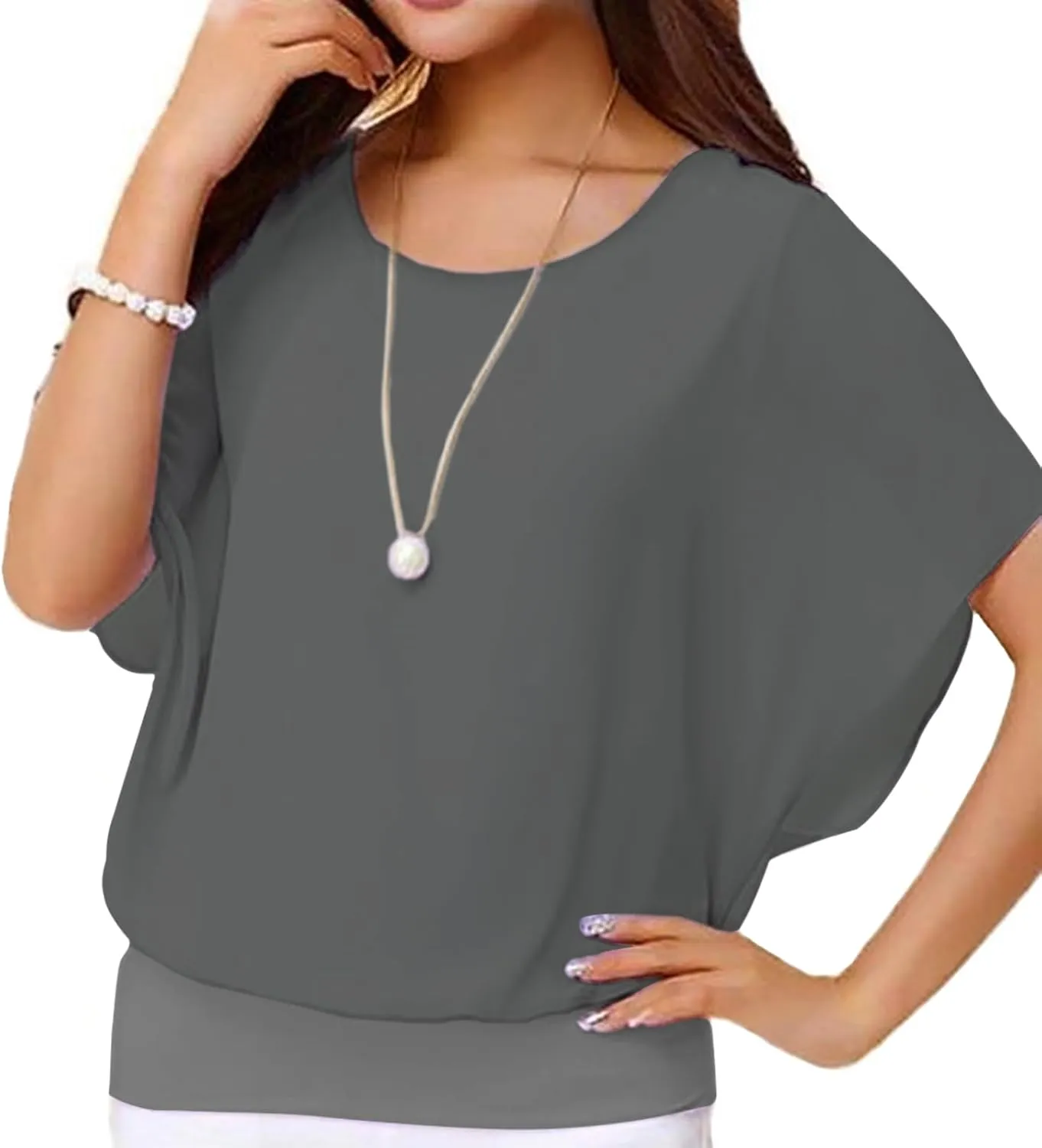 VIISHOW Women's Summer Loose Casual Short Sleeve Chiffon Top T-Shirt Blouse