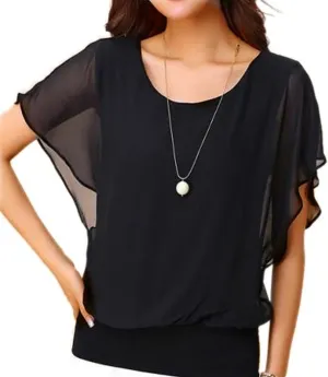 VIISHOW Women's Summer Loose Casual Short Sleeve Chiffon Top T-Shirt Blouse
