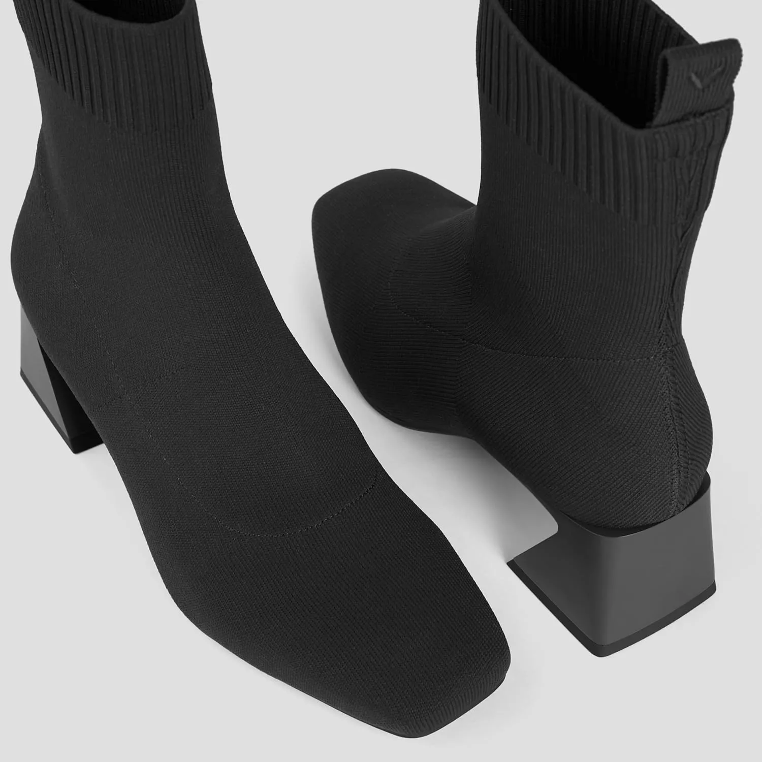 VIVAIA Regina Pro Women's High Heels Ankle Boots Slip on Square Toe Ankle Booties 2.2'' Mid-High Chunky Heel Booties Lady Dress Short Winter Fall Boots