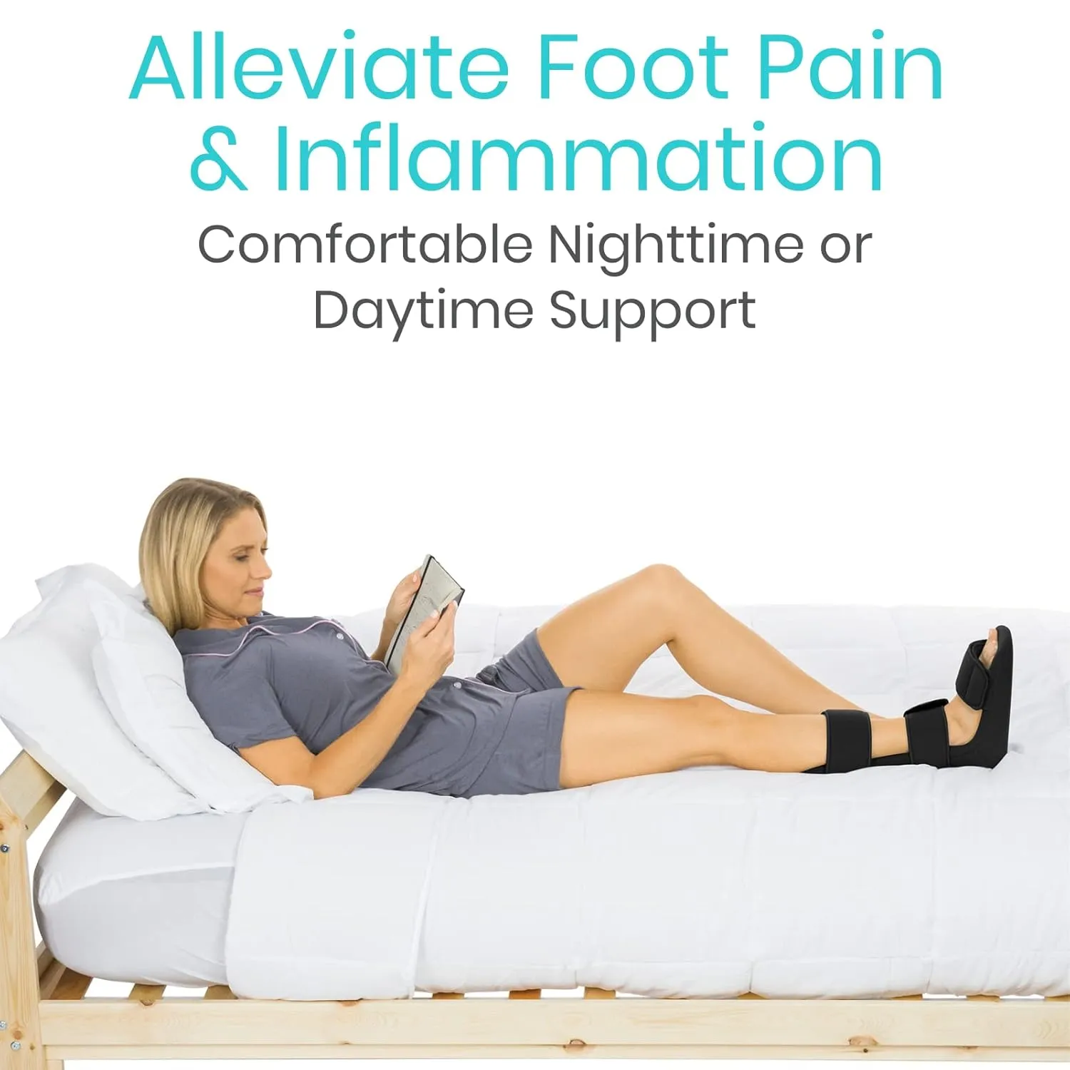 Vive Plantar Fasciitis Night Splint Plus Trigger Point Stretch Wedges - Soft Leg Brace Support, Orthopedic Sleeping Immobilizer Stretch Boot (X-Large: Men's: 11.5-12.5, Women's: 12.5-14)