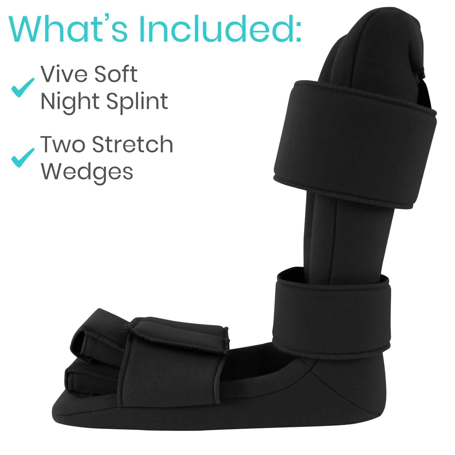Vive Plantar Fasciitis Night Splint Plus Trigger Point Stretch Wedges - Soft Leg Brace Support, Orthopedic Sleeping Immobilizer Stretch Boot (X-Large: Men's: 11.5-12.5, Women's: 12.5-14)