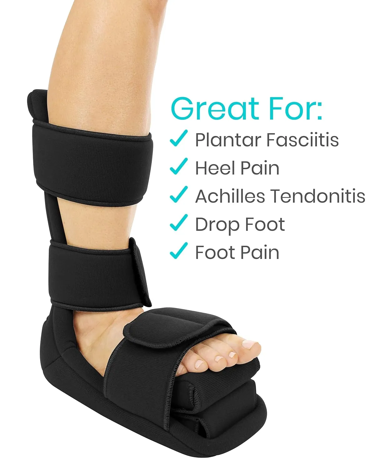 Vive Plantar Fasciitis Night Splint Plus Trigger Point Stretch Wedges - Soft Leg Brace Support, Orthopedic Sleeping Immobilizer Stretch Boot (X-Large: Men's: 11.5-12.5, Women's: 12.5-14)