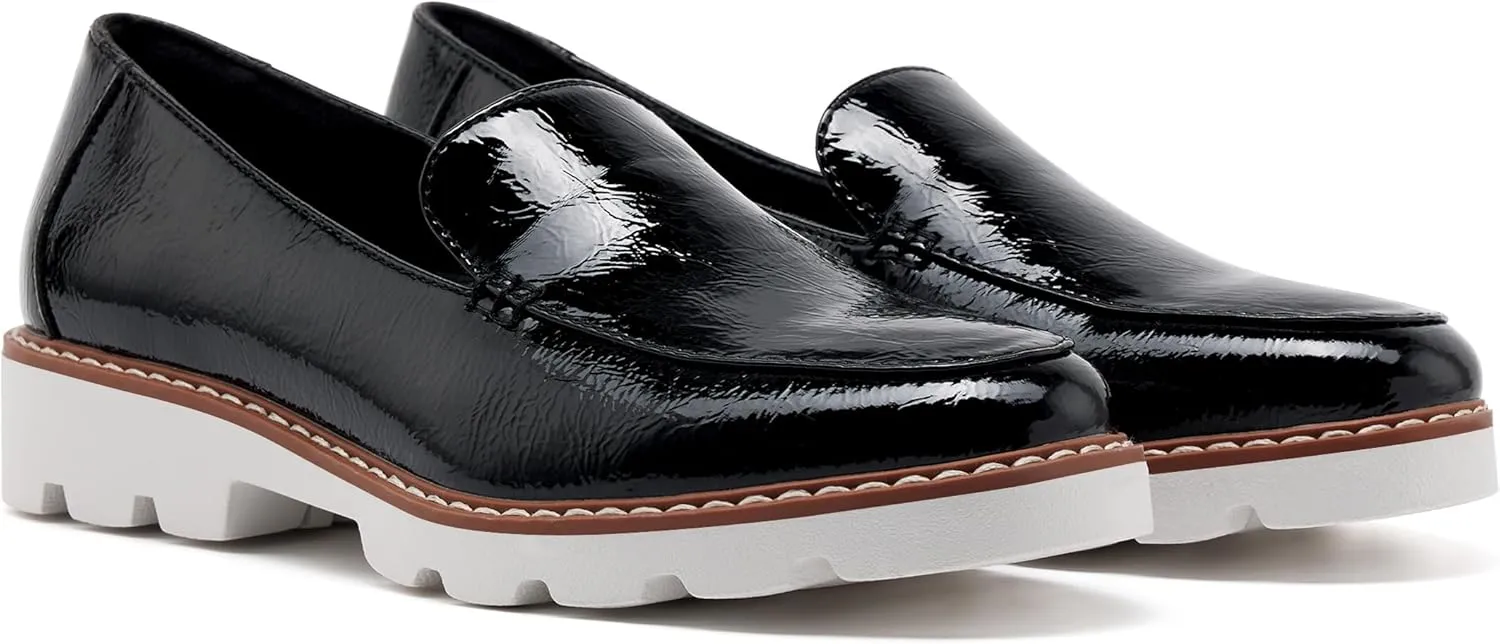 vodvob Women's Loafers Slip-on Shoes for Women Platform Chunky Heel Dressy Casual and Comfort Walking Work Shoes