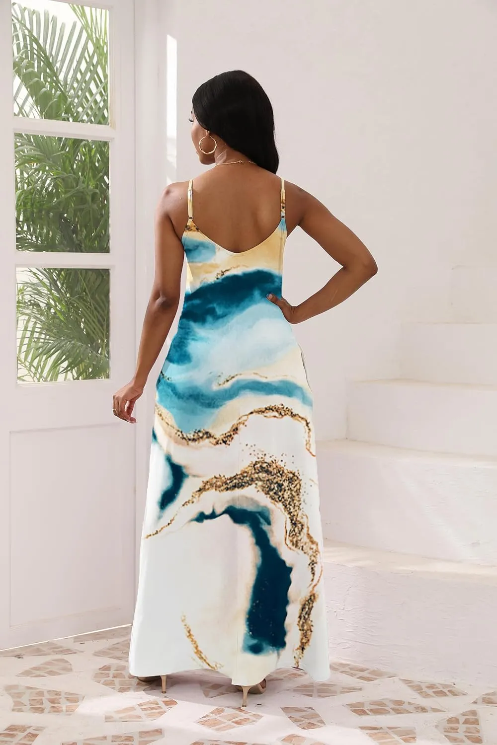 vunahzma Womens Casual Fashion Sleeveless Plus Size Loose Long Sexy Maxi Dress with Pockets