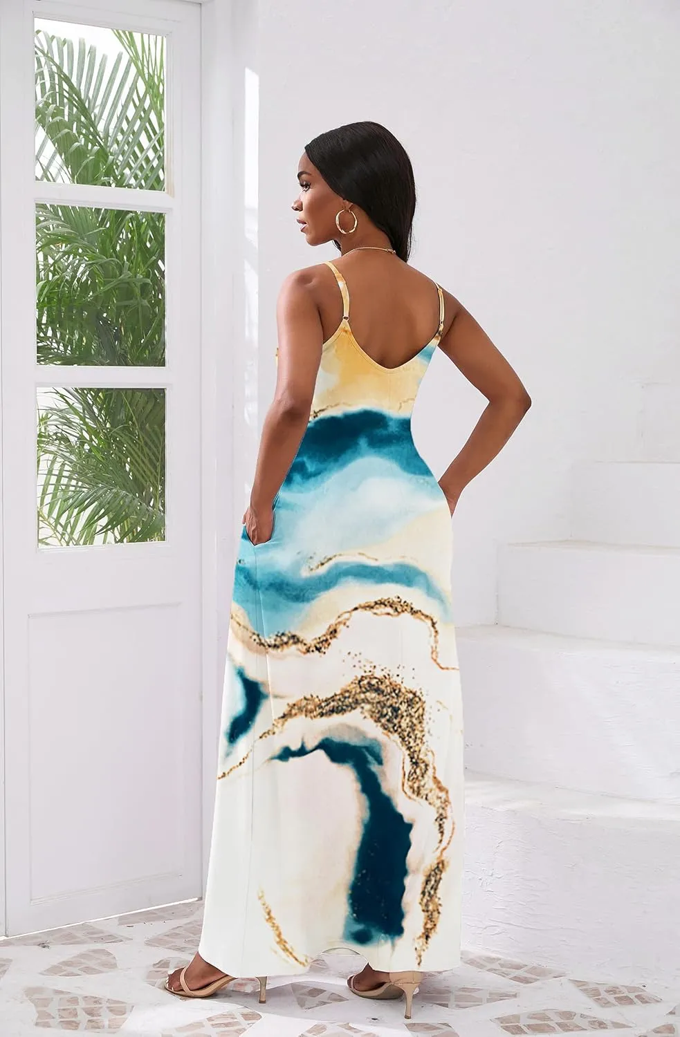 vunahzma Womens Casual Fashion Sleeveless Plus Size Loose Long Sexy Maxi Dress with Pockets