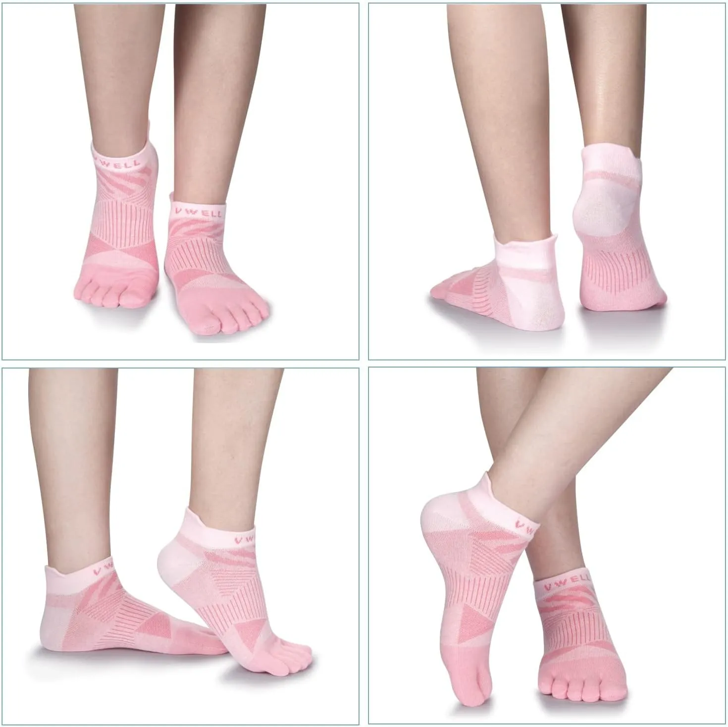 VWELL Toe Socks for Men Women COOLMAX Five Finger Socks Athletic Running Ankle Low Cut 5 Toe Socks Lightweight (3Pairs)