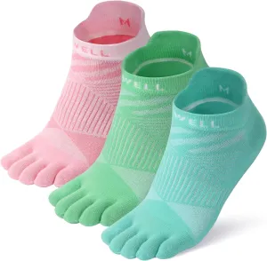 VWELL Toe Socks for Men Women COOLMAX Five Finger Socks Athletic Running Ankle Low Cut 5 Toe Socks Lightweight (3Pairs)