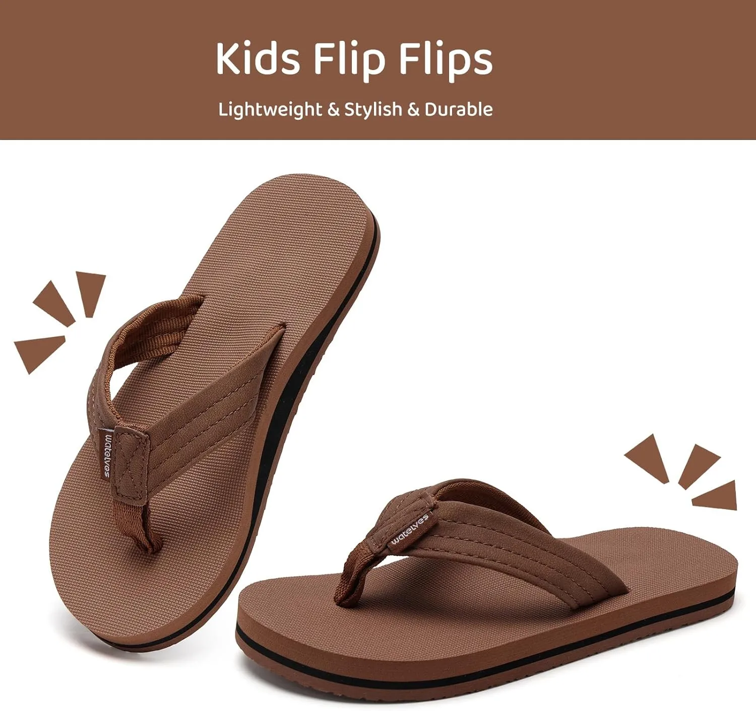WateLves Kids Flip Flops Boys Girls Sandals Youth Big Kid Summer Slip on Thong Slide Sandals for Beach Pool Shower Little/Big Kid