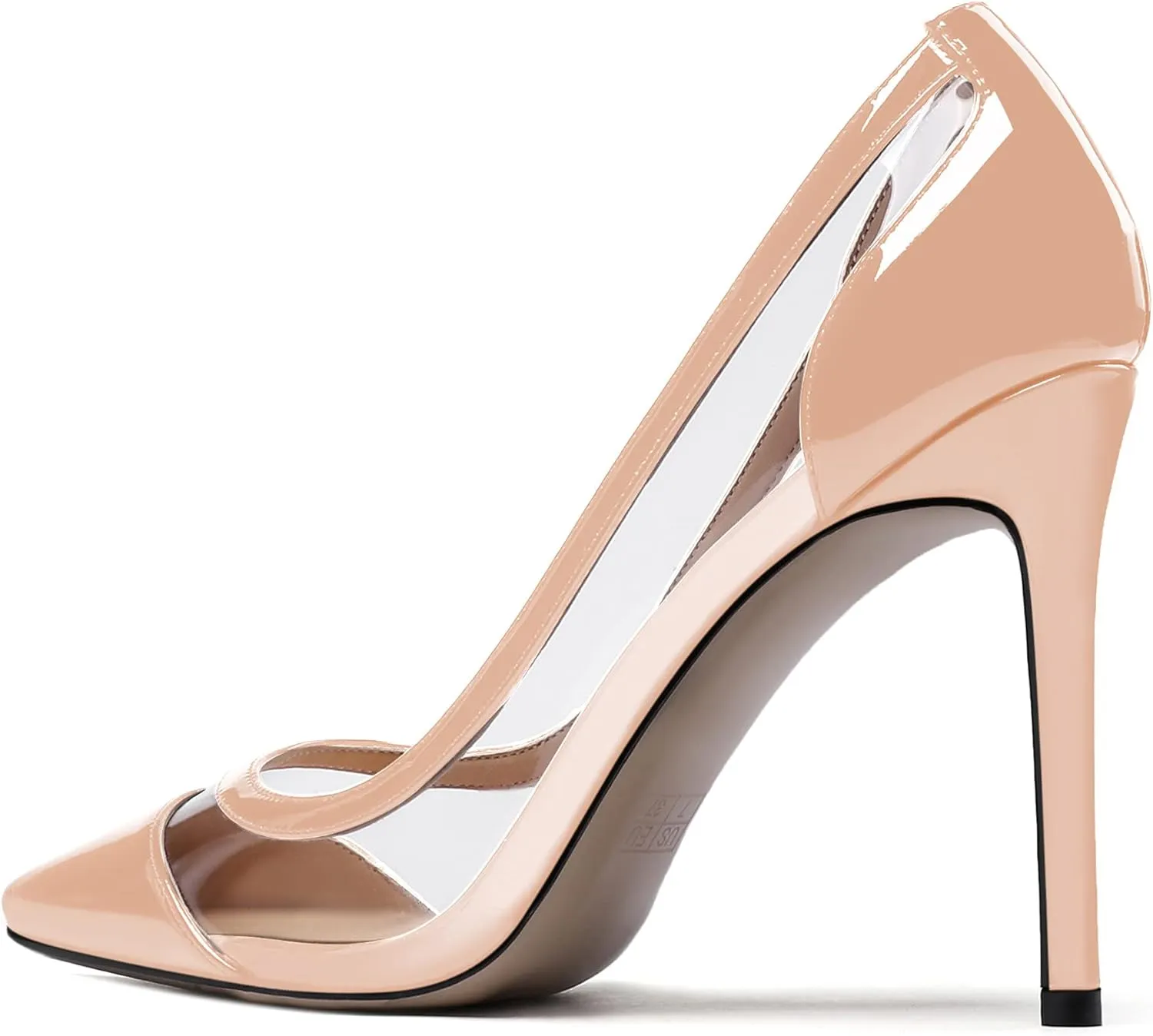 WAYDERNS Women's Pointed Toe Clear Patent Leather Transparent Slip On Stiletto High Heel Pumps Shoes 4 Inch