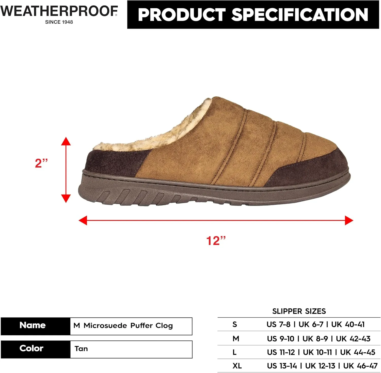 Weatherproof Microsuede Puffer Clog Memory Foam Slippers for Men, Cozy Lightweight Indoor Outdoor Slippers with Faux Shearling Sock