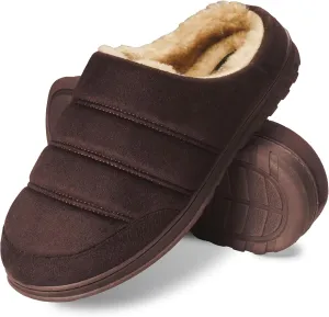 Weatherproof Microsuede Puffer Clog Memory Foam Slippers for Men, Cozy Lightweight Indoor Outdoor Slippers with Faux Shearling Sock