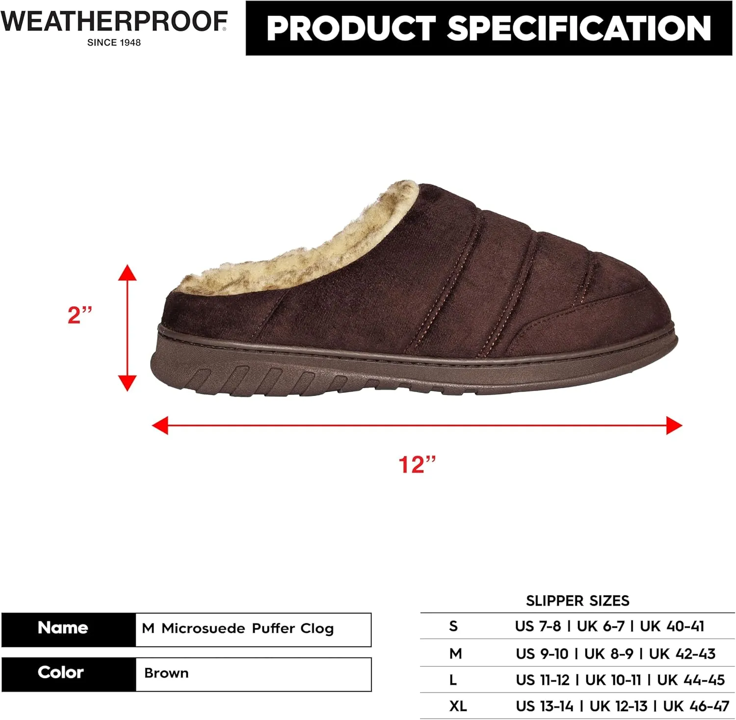 Weatherproof Microsuede Puffer Clog Memory Foam Slippers for Men, Cozy Lightweight Indoor Outdoor Slippers with Faux Shearling Sock