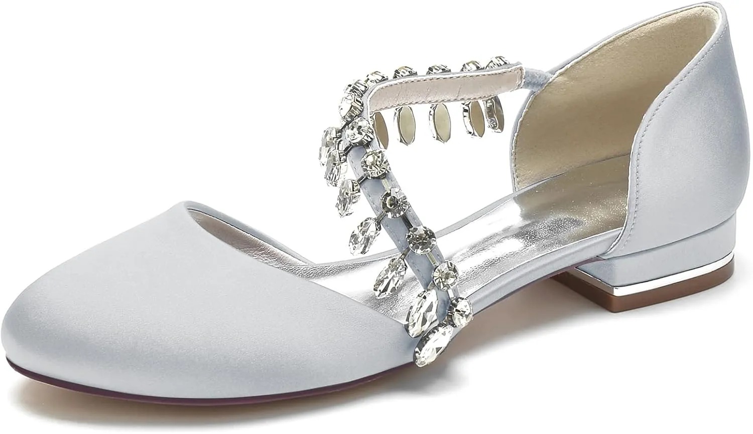 Wedding Bridal Shoes Lady Elegant Satin Dress Flats Shoes Bridal Round Toe Flats 2.5Cm