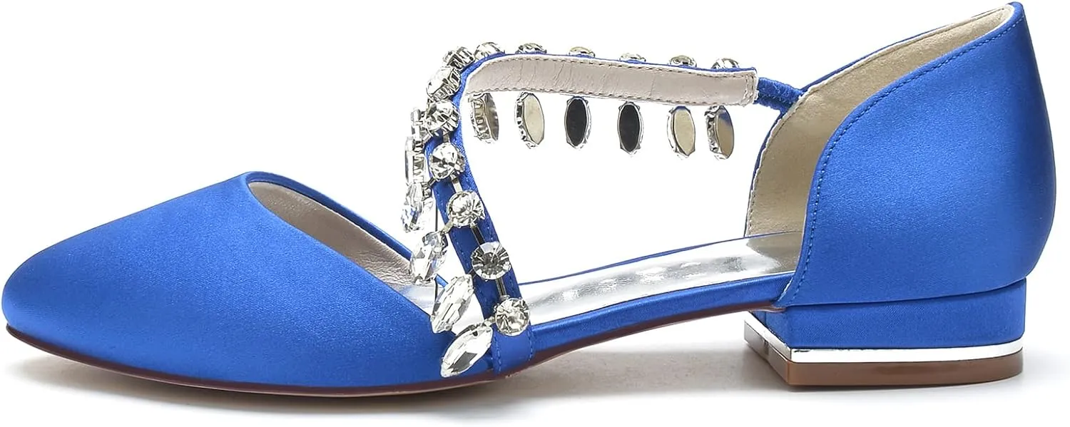 Wedding Bridal Shoes Lady Elegant Satin Dress Flats Shoes Bridal Round Toe Flats 2.5Cm