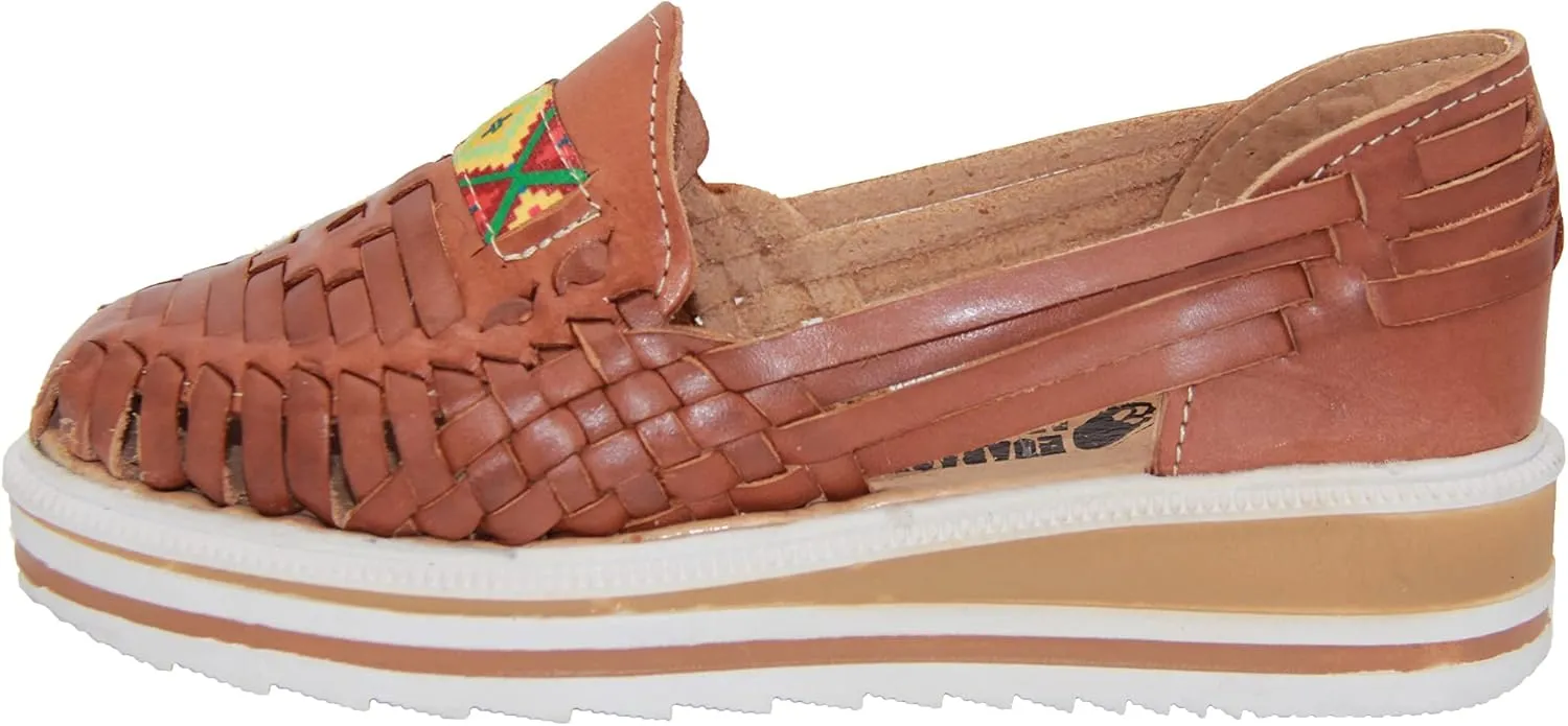Western Shops Women’s Leather Huarache Wedge Sandal, Mexican Huarache Sandal, Platform Huarache Sandal