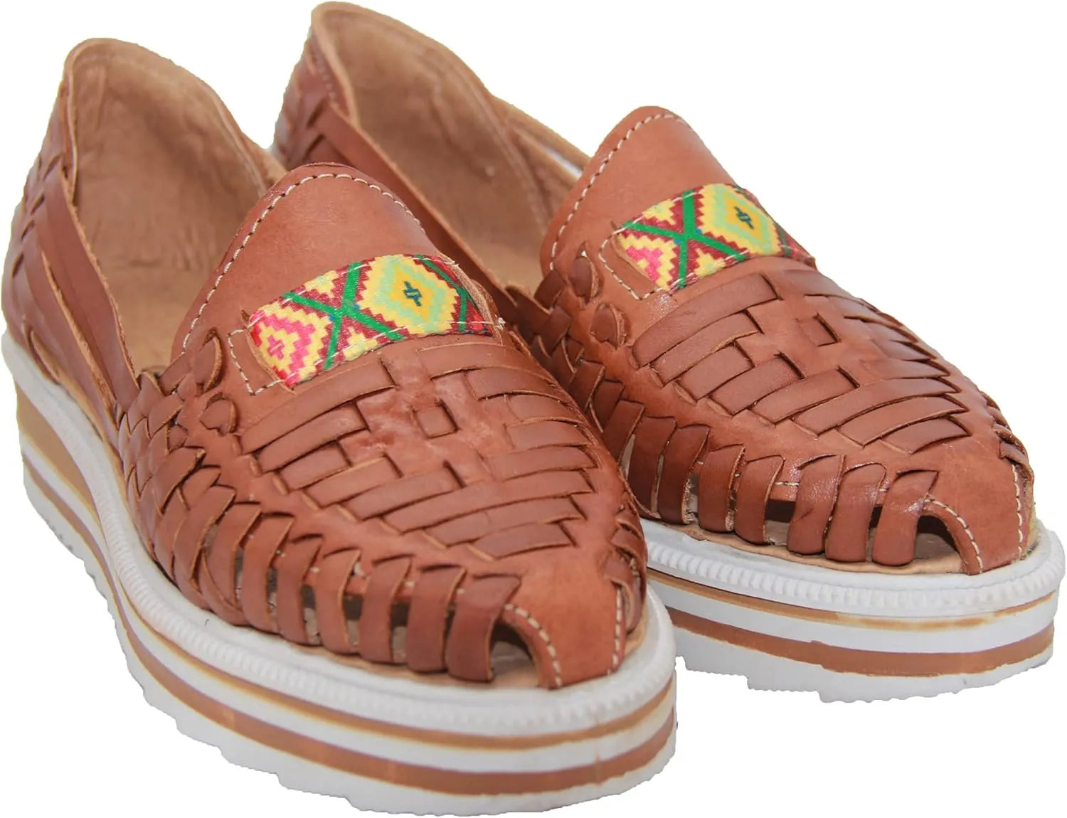 Western Shops Women’s Leather Huarache Wedge Sandal, Mexican Huarache Sandal, Platform Huarache Sandal